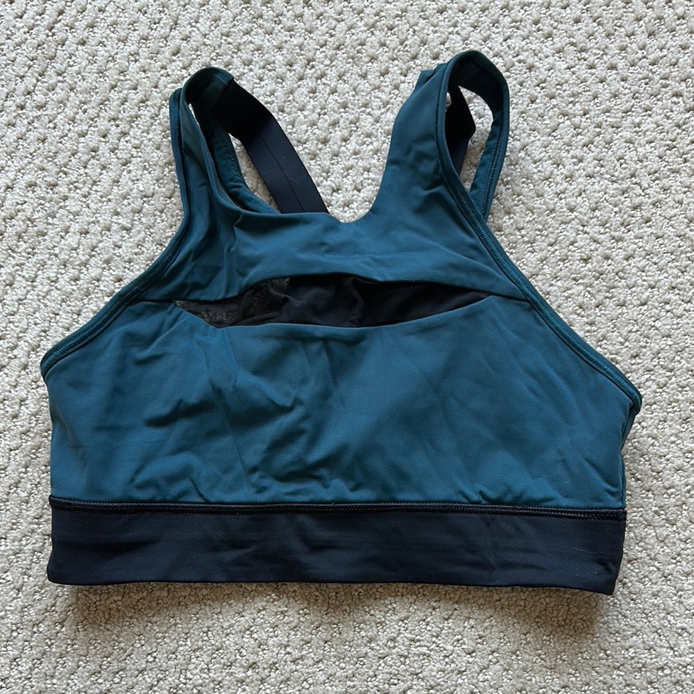 Lululemon Athletica Blue and Black Sports Bra with Keyhole Design
